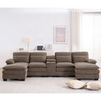 Cloudhaven U-Shaped Chenille Sectional Sofa with Storage – 124 Inch