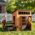 Modern Wooden Outdoor Playhouse with Play Kitchen & Activity Table