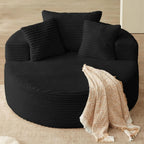 CloudNest Round Corduroy Chaise Lounge with Ottoman