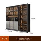 Luxury Wooden Wine Display Cabinet with Tempered Glass Doors & 5-Tier Storage