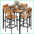 5 Piece Dining Table Set with 4 Chairs, Industrial Space Saving Kitchen Dinette for Apartment, Brown