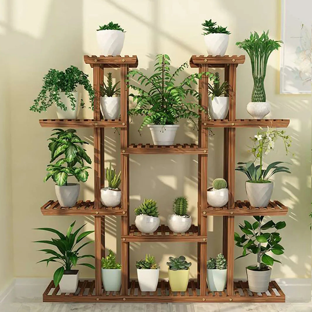 Evergrove 11-Tier Carbonized Wood Plant Display Shelf