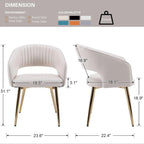 Luxe Haven Cream Faux Leather Dining Chairs with Gold Legs