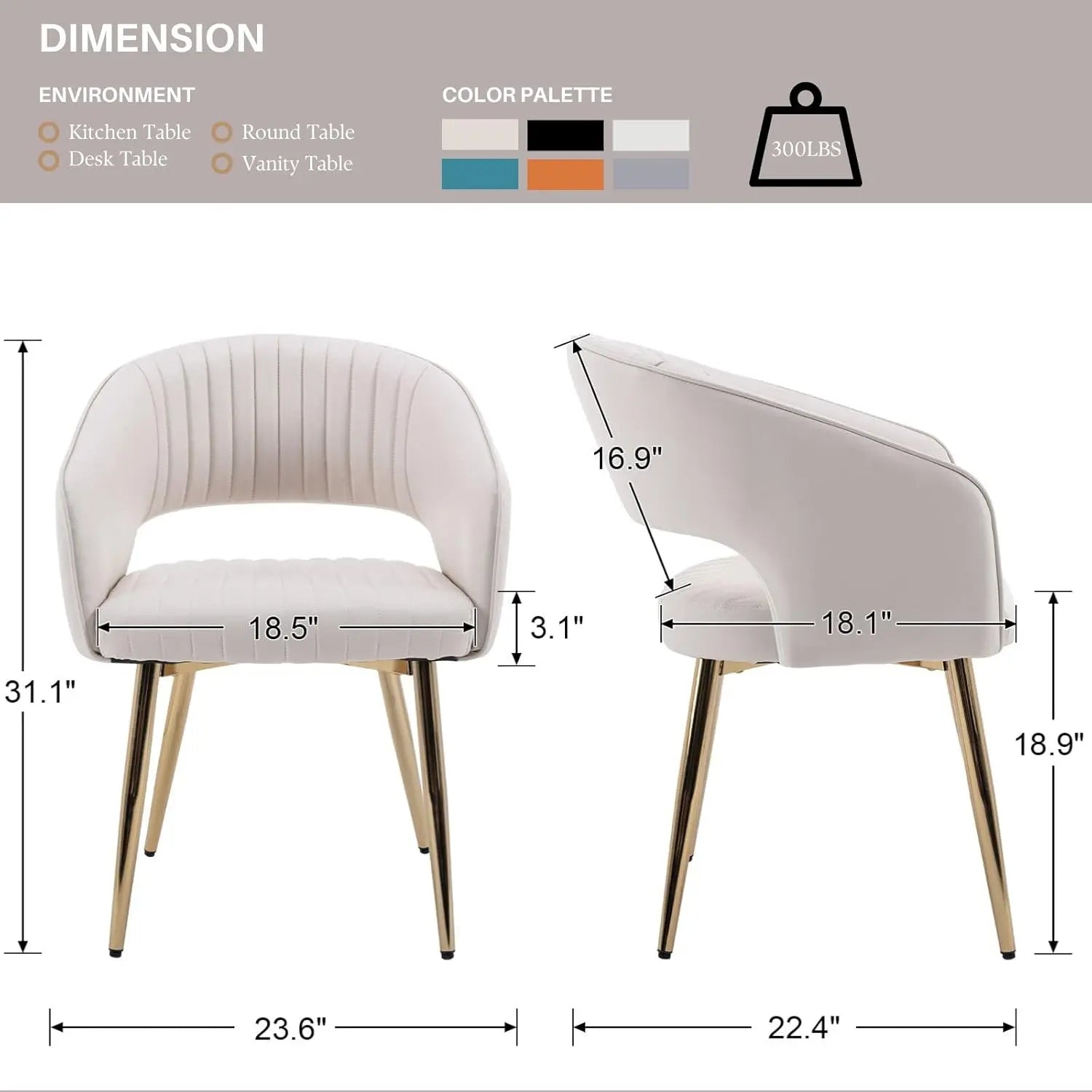 Luxe Haven Cream Faux Leather Dining Chairs with Gold Legs