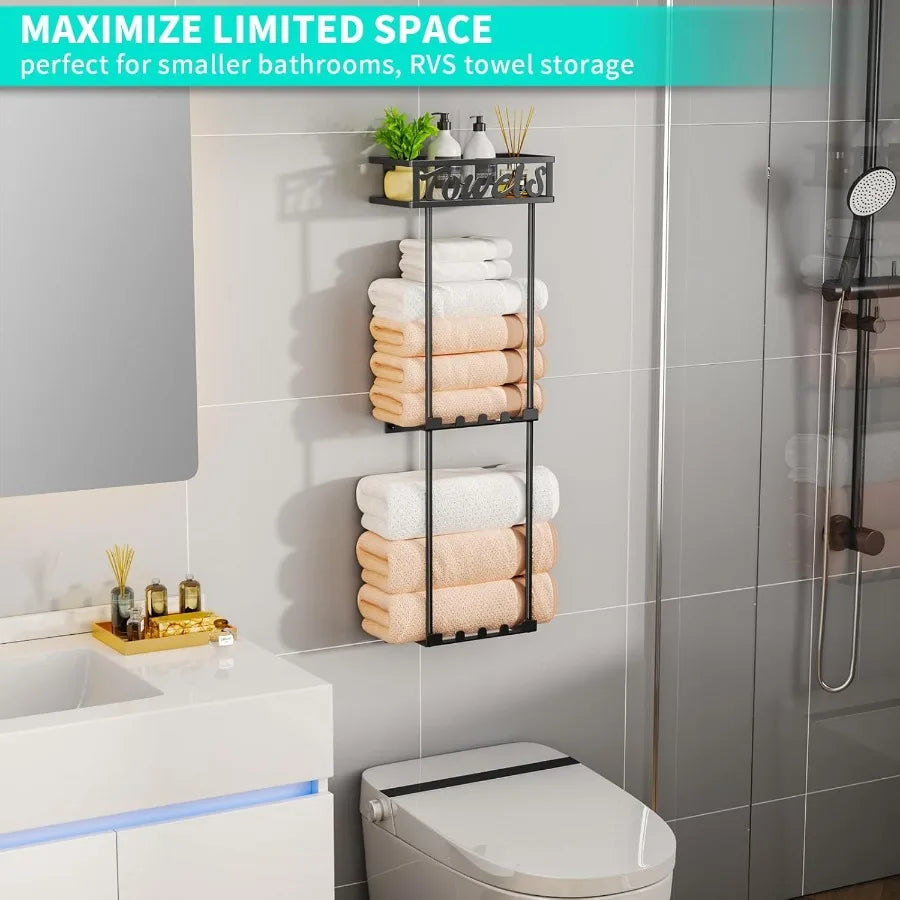 HavenHarbor Over-the-Door & Wall-Mounted Towel Rack with Storage Shelf
