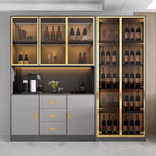 Luxury Wooden Wine Display Cabinet with Tempered Glass Doors & 5-Tier Storage