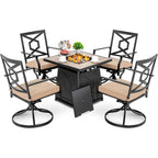 Fireside Harbor 5-Piece Patio Dining Set with Fire Pit Table