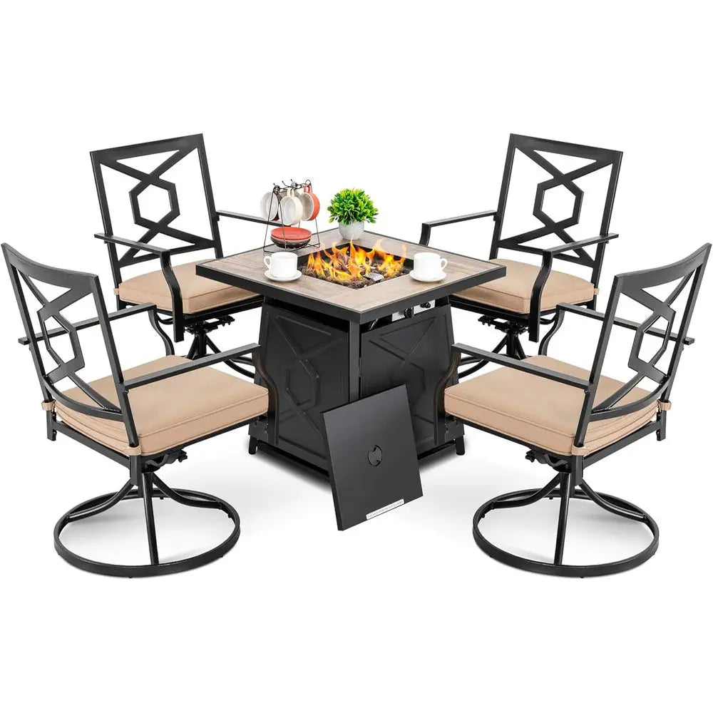 Fireside Harbor 5-Piece Patio Dining Set with Fire Pit Table