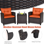 HavenHarbor 3-Piece Wicker Patio Conversation Set with Cushions & Glass Coffee Table