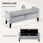 Velvet Storage Ottoman Bench, 45'' Upholstered Button Tufted End of Bed Bench, Modern Storage Bench for Bedroom,, Customized