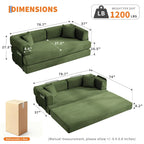 Sleeper Sofa Bed 78 8 Inch 5 In 1 Folding Mattress Couch Loveseat Fixed Shape Steel Frame Corduroy With Pillows No Assembly Floor Futon For Apartments Guest Rooms Dorms RVs
