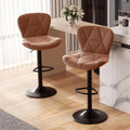Set of 2 Modern Swivel Bar Stools, Adjustable Faux Leather Upholstered Counter Height Bar Chairs, Custom