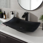 Obsidian Spa Stone Resin Vessel Sink with Waterfall Faucet Set