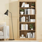 Heritage Farmhouse Bookshelf with Wicker Storage Baskets