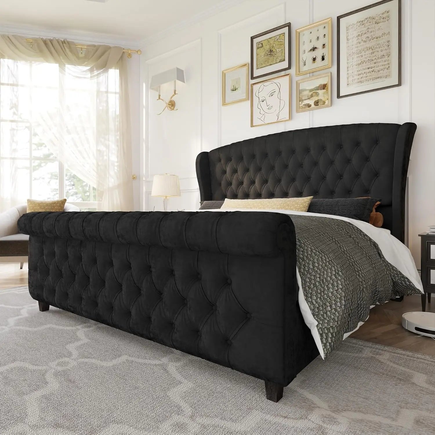 Royal Crest California King Velvet Sleigh Bed