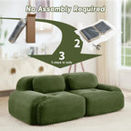Lounge 82" Corduroy Modular Loveseat – Curved 2-Seat Cloud Sofa