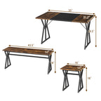5-Piece Dining Room Set with 2 Benches & 2 Stools, Metal Frame for Small Room