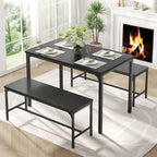3-Piece Space-Saving Dining Table & Bench Set