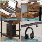Two-Person Computer Desk with Drawers & Shelves