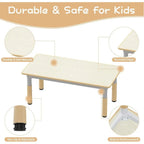 Kids Table And 6 Chairs Set Height Adjustable Toddler Table Ages 2-10 Graiti Desktop Non-Slip Legs for Children
