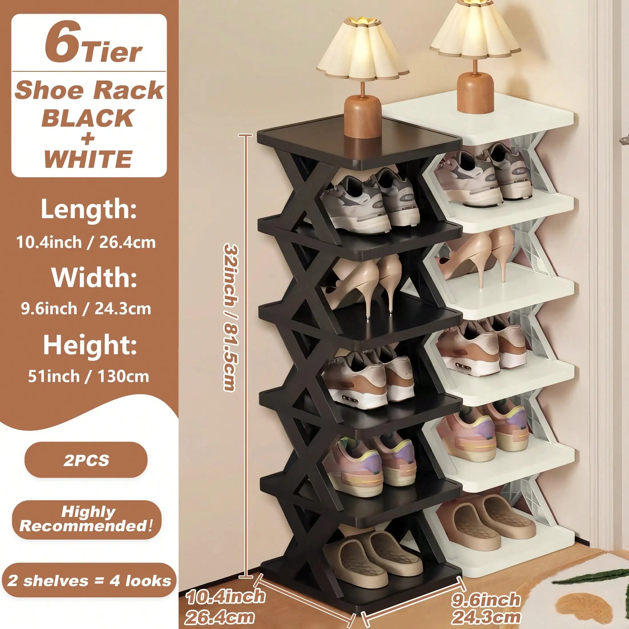 Haven Ridge SpaceSaver Vertical Shoe Organizer – 6 or 9 Tier