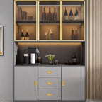 Luxury Wooden Wine Display Cabinet with Tempered Glass Doors & 5-Tier Storage