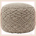Willow Knit Boho Cotton Pouf Ottoman