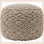 Willow Knit Boho Cotton Pouf Ottoman
