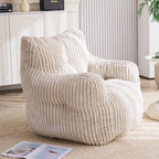 Soft and fluffy corduroy memory foam beanbag chair; comfortable velvet single-seater sofa for adults—ideal for home relaxation and gaming.