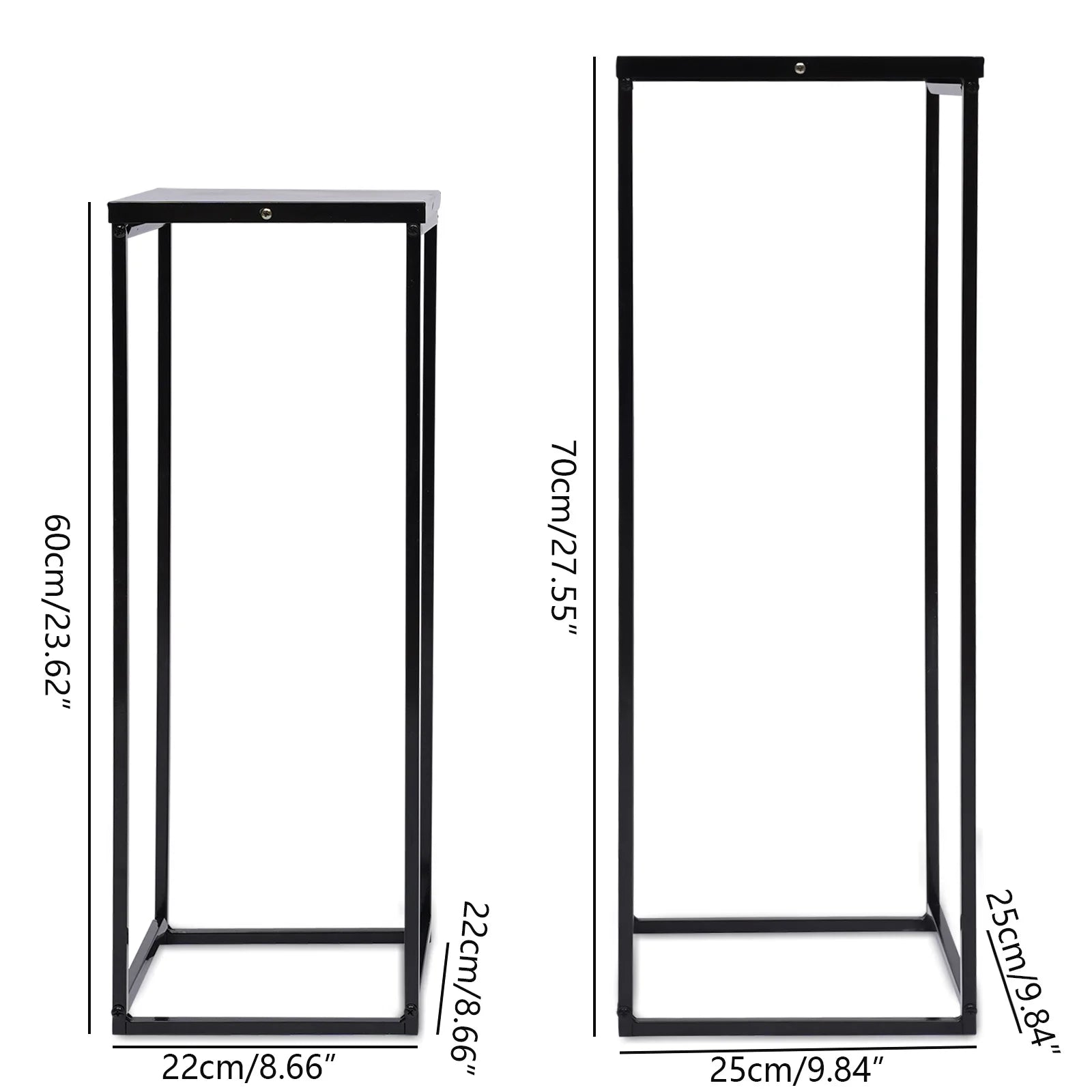HavenHarbor Modern Metal Plant Stand Set – 2-Piece Square Display Pedestals