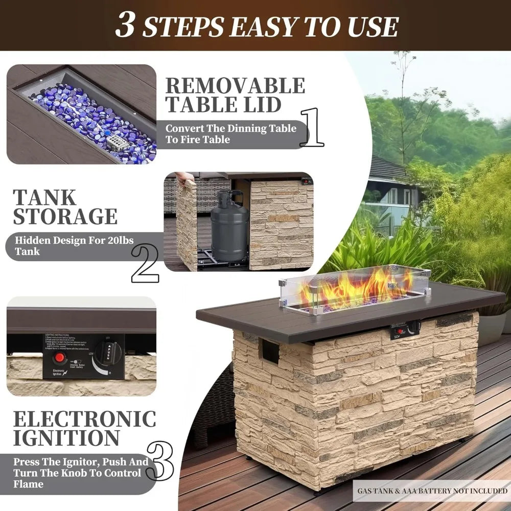 Stonecrest Outdoor Propane Fire Pit Table