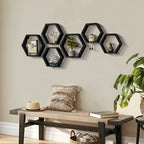 Heritage Hexagon Floating Wall Shelves – Set of 6 Honeycomb Shelves