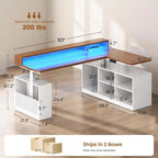 Summit Pro 63" L-Shaped Electric Standing Desk with LED Lights & Storage