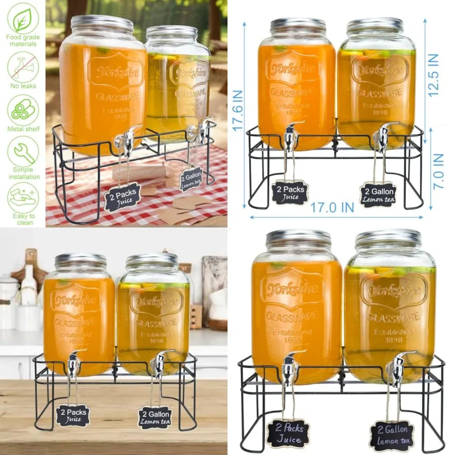 Willow Ridge Entertain Glass Beverage Dispenser Set with Stands – 2 Piece