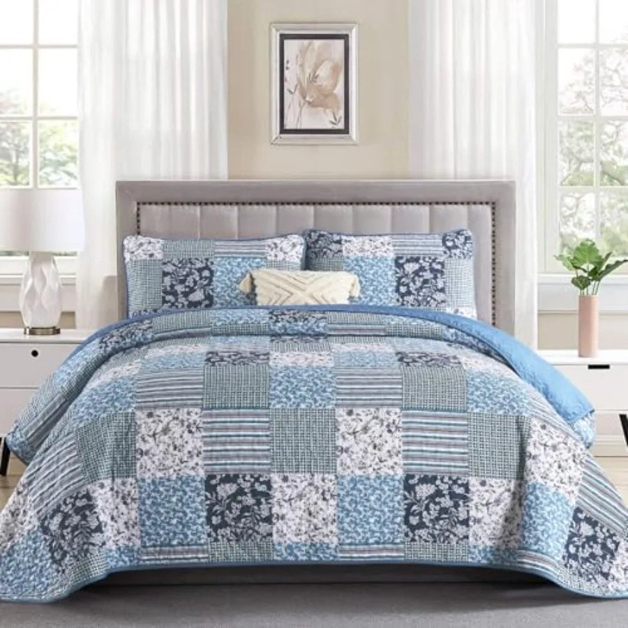 Haven Meadow Boho Floral Quilt Set – 3 Piece
