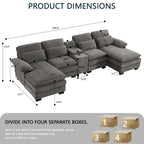 Cloudhaven U-Shaped Chenille Sectional Sofa with Storage – 124 Inch