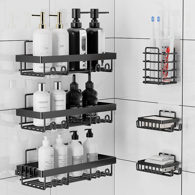 HavenHarbor 6-Piece Adhesive Shower Caddy & Bathroom Organizer Set