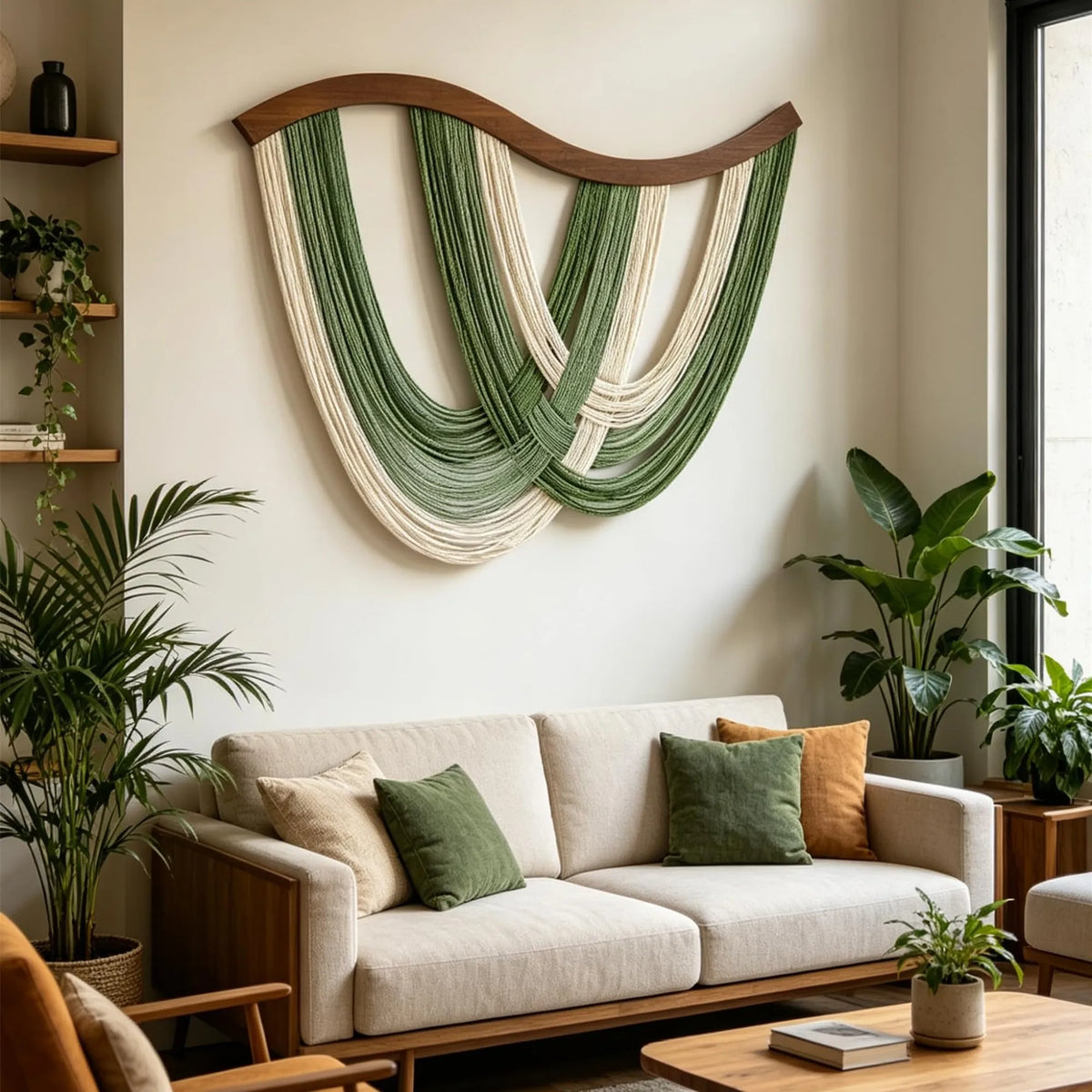 31.5"W x 23.5"L Handmade Boho Macrame Woven Wall Hanging Tapestry, Bohemian Wall Decor for Bedroom Living Room Apartment Dorm