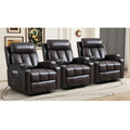 3-Piece Brown Leather Recliner Chair Set with Massage & Heat
