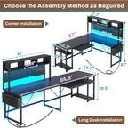 Forge 67" L-Shaped Gaming Desk with LED Lights & Power Station
