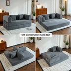 79" Folding Convertible Sofa Bed, Oversized Corduroy Futon Floor Couch, Boneless Loveseat for Small Spaces, Living Room, Bedroom