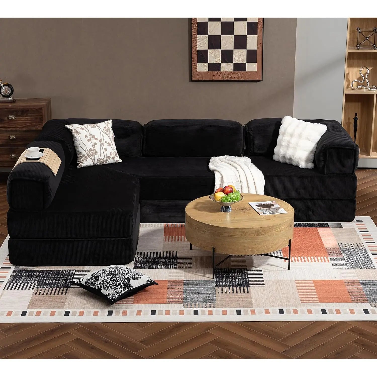 108" L Shaped Boneless Couch, Modular Sectional Sofa with Chaise, Cloud Sectional Couch with Deep Seat & Removable, Customized