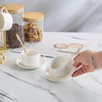 Bella Casa Espresso Cup & Saucer Set with Gold Stand