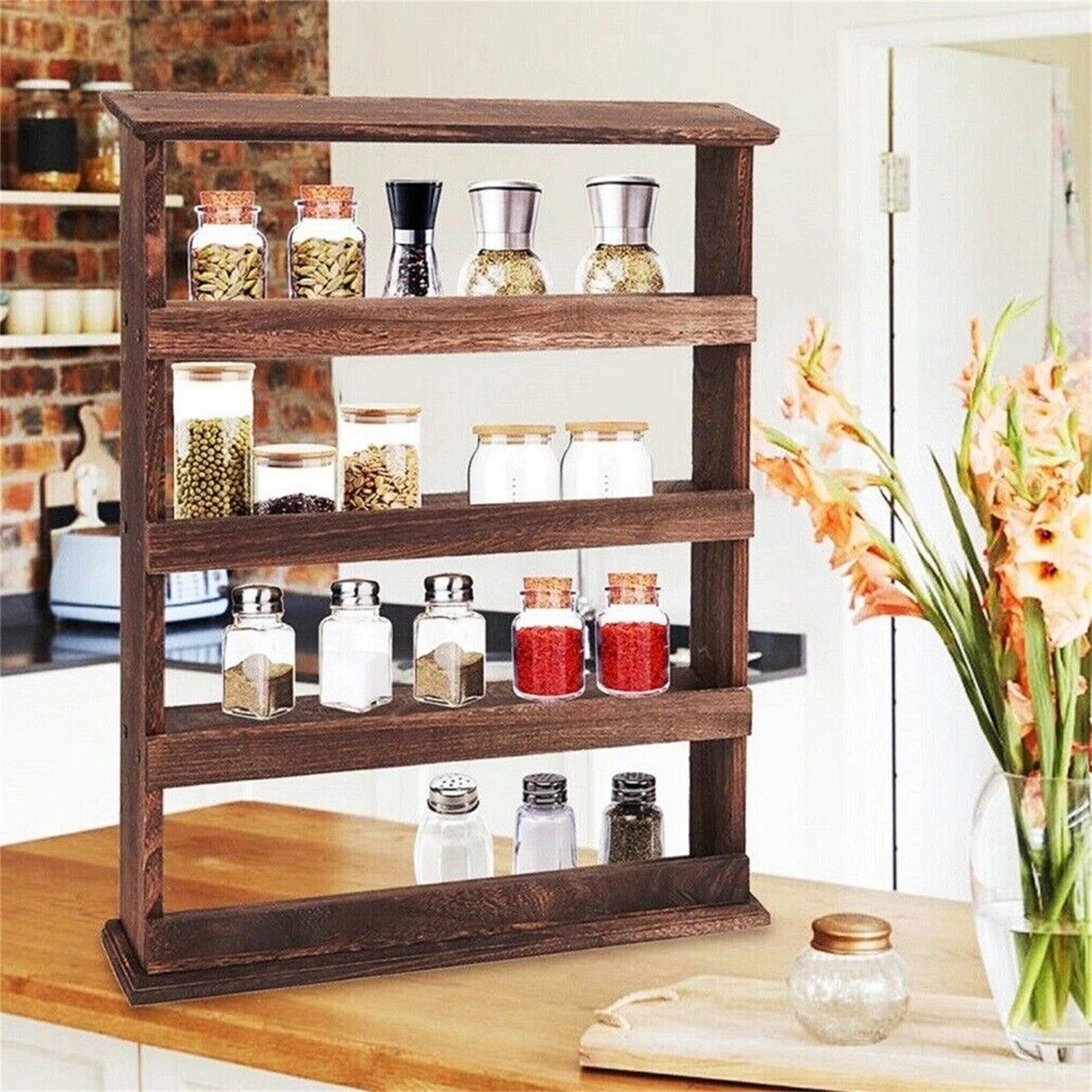 Haven Ridge Rustic 4-Tier Wall Spice Rack