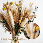 Olive Green Pampas Grass & Dried Flower Bouquet – Boho Rustic Arrangement