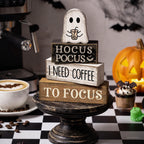HavenHarvest 4-Piece Wooden Ghost Stack Décor Set – Farmhouse Halloween Tabletop Decorations