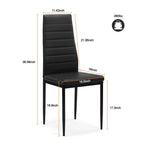 Set of 4 Black PU Leather High-Back Dining Chairs