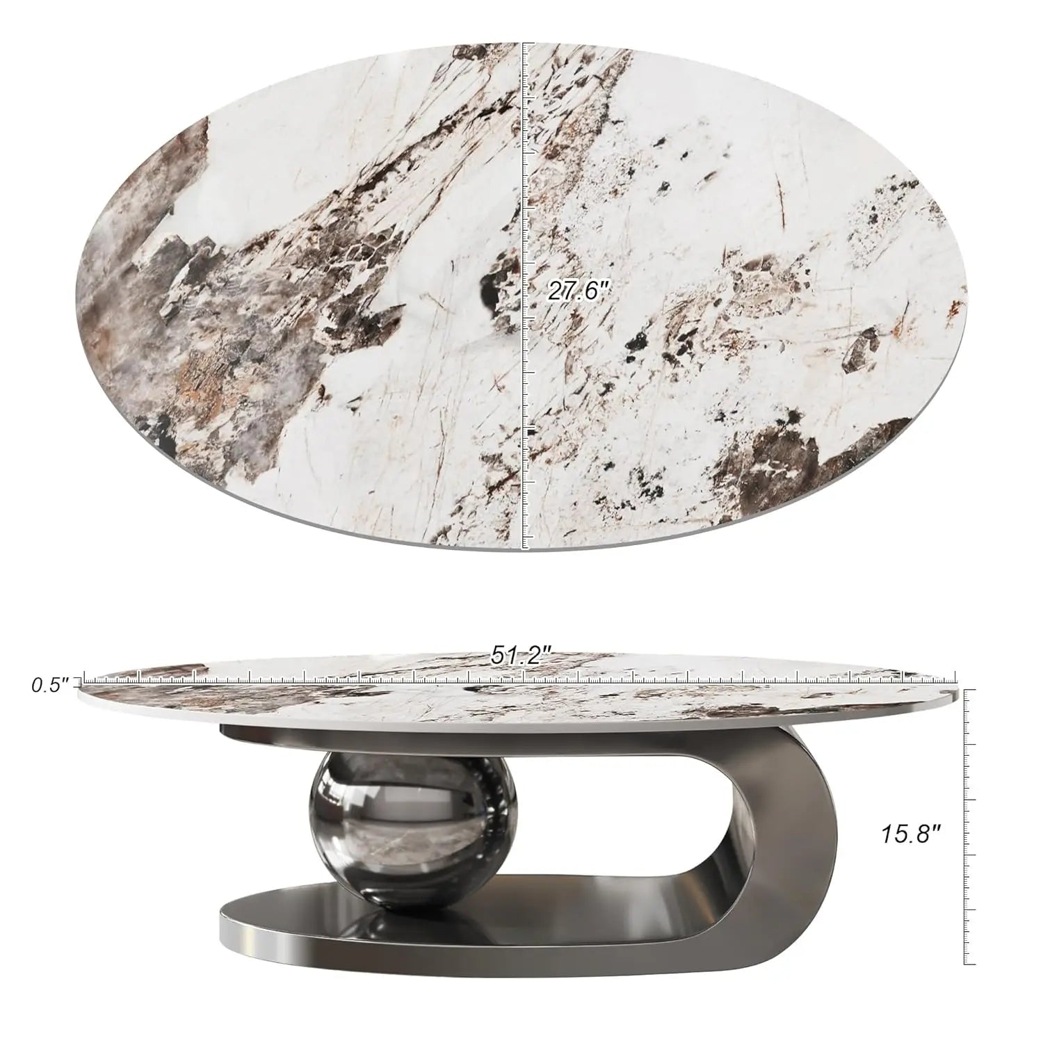 Havencrest Oval Faux Marble Coffee Table