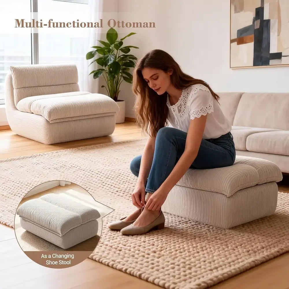 CloudNest Bean Bag Lounge Chair with Ottoman