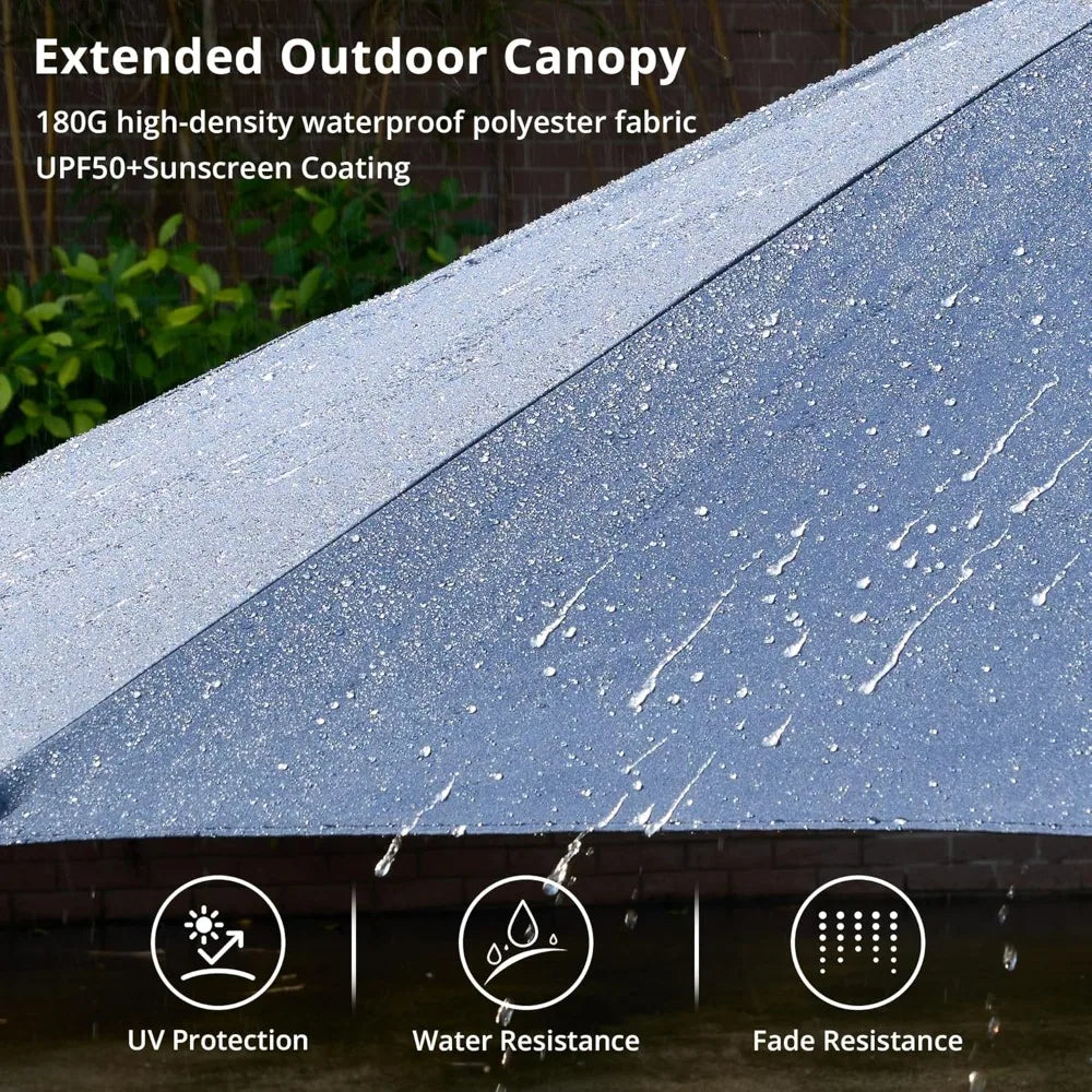 Solara 15FT Double-Sided Patio Umbrella with Solar LED Lighting